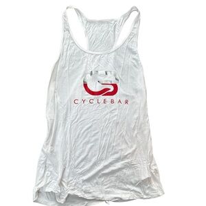 CycleBar White and Red cb tank top small workout gym shirt silver tavi